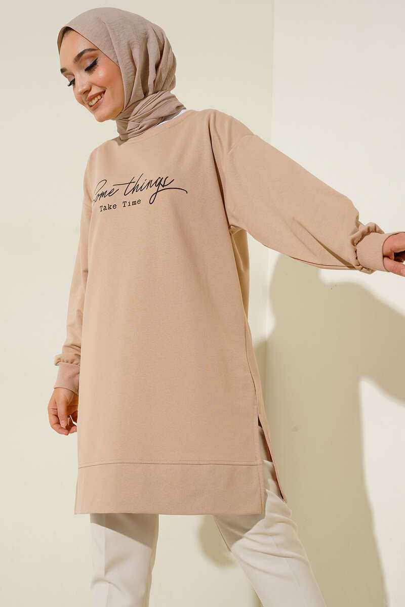 Somethings Baskılı Tunik Camel AY4818