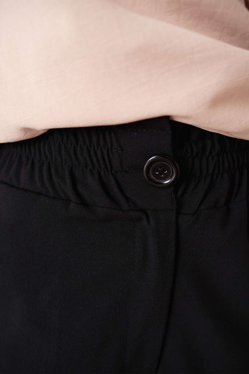 Beli Lastikli Kumaş Pantolon Siyah AY4896