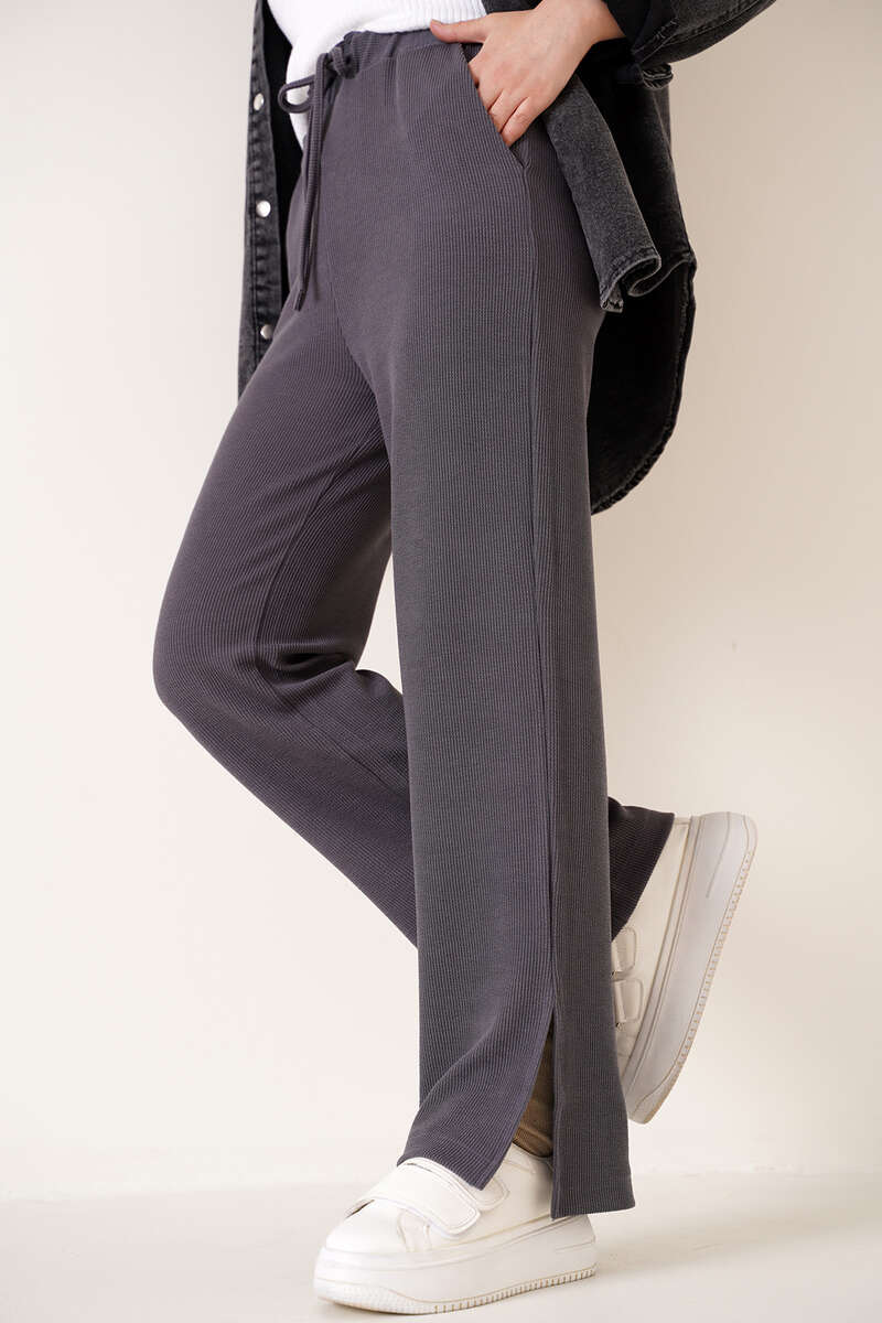 Bel Lastikli Fitilli Pantolon Füme AY4922