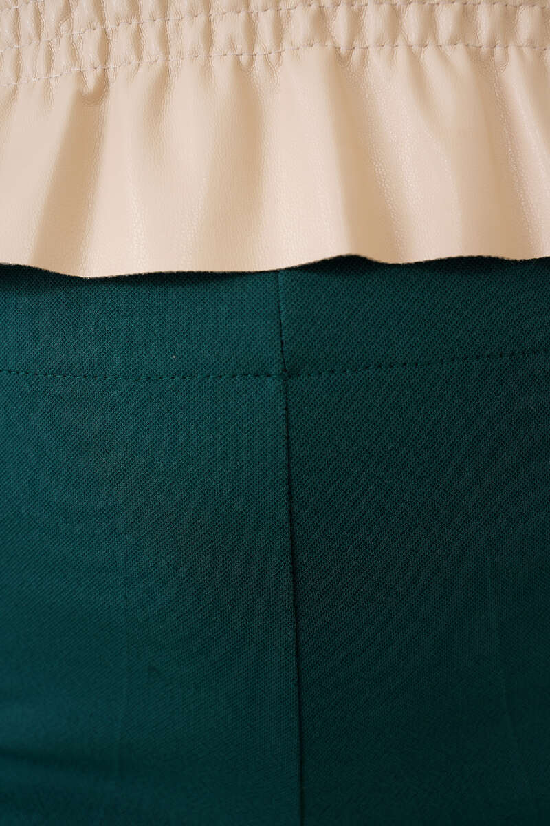 Beli Lastikli İspanyol Paça Zümrüt Yeşili Pantolon AY4924