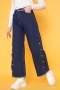 Yanları Çıtçıtlı Püsküllü Koyu Mavi Kot Pantolon  AY4946