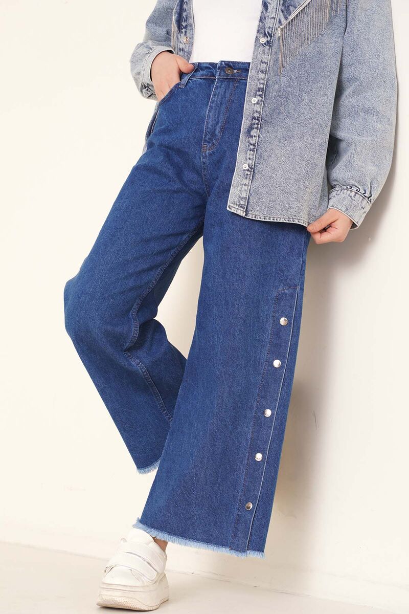 Yanları Çıtçıtlı Püsküllü Orta Kot Pantolon  AY4946