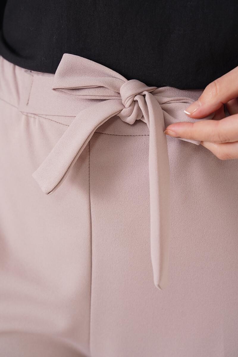 Bel Bağcıklı Bol Paça Taş Pantolon AY4982