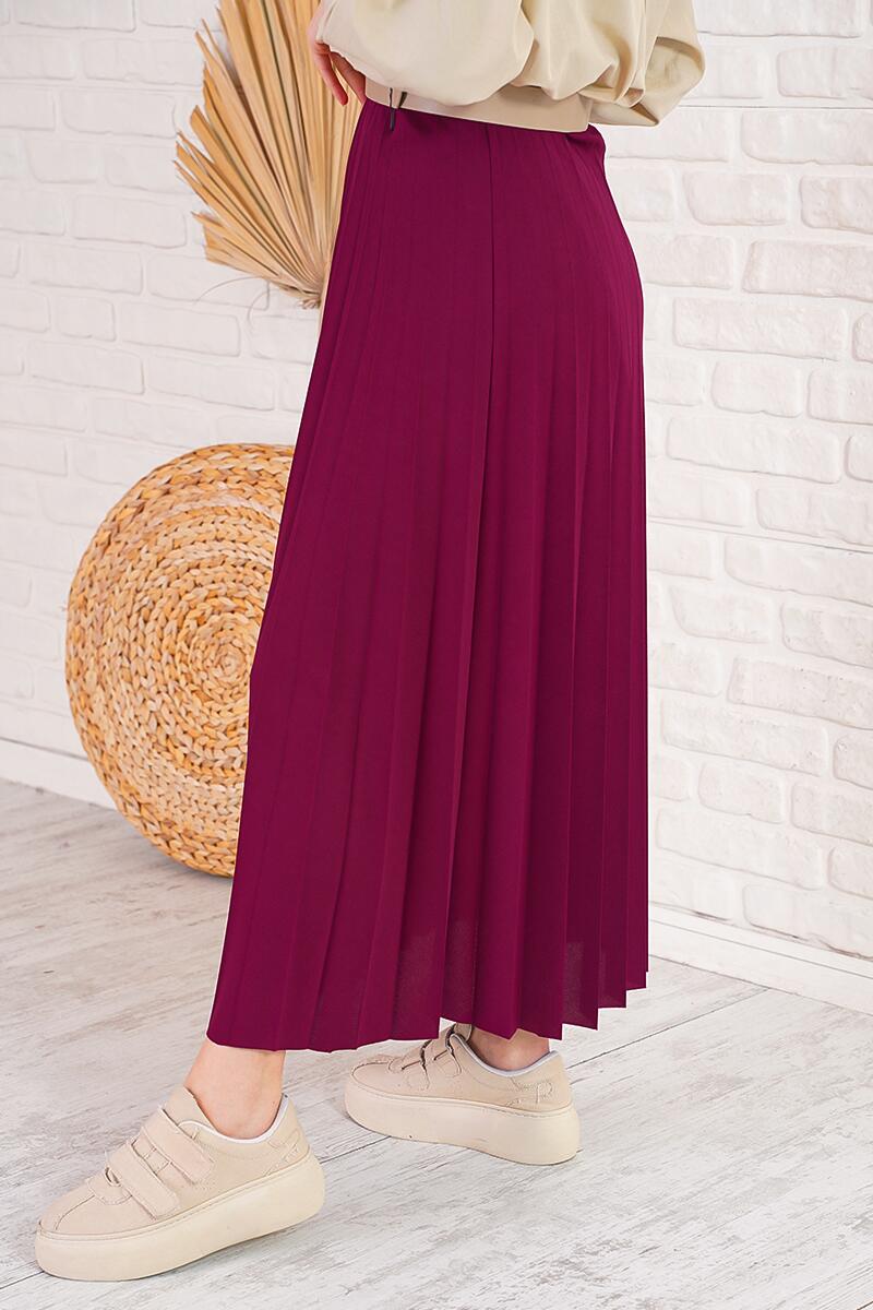 Pilise Detaylı Bordo Etek AY4938