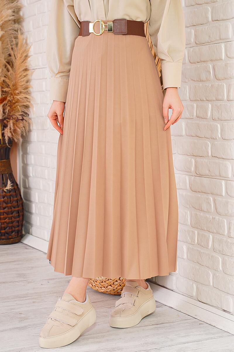 Pilise Detaylı Latte Etek AY4938