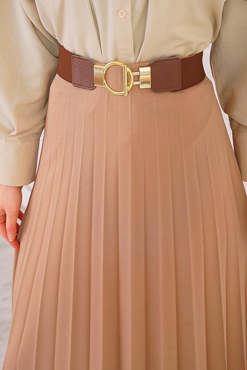 Pilise Detaylı Latte Etek AY4938