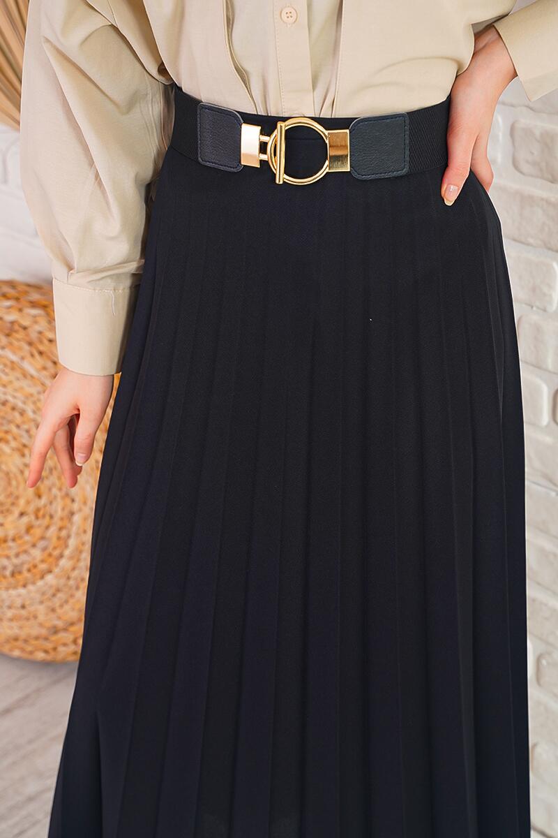 Pilise Detaylı Siyah Etek AY4938