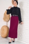 İnce Pliseli Bordo Etek AY4960