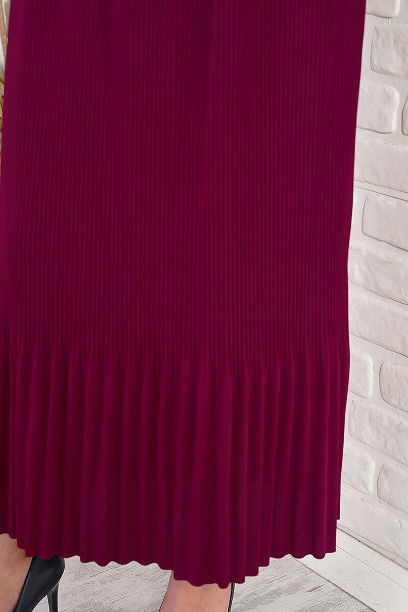 İnce Pliseli Bordo Etek AY4960