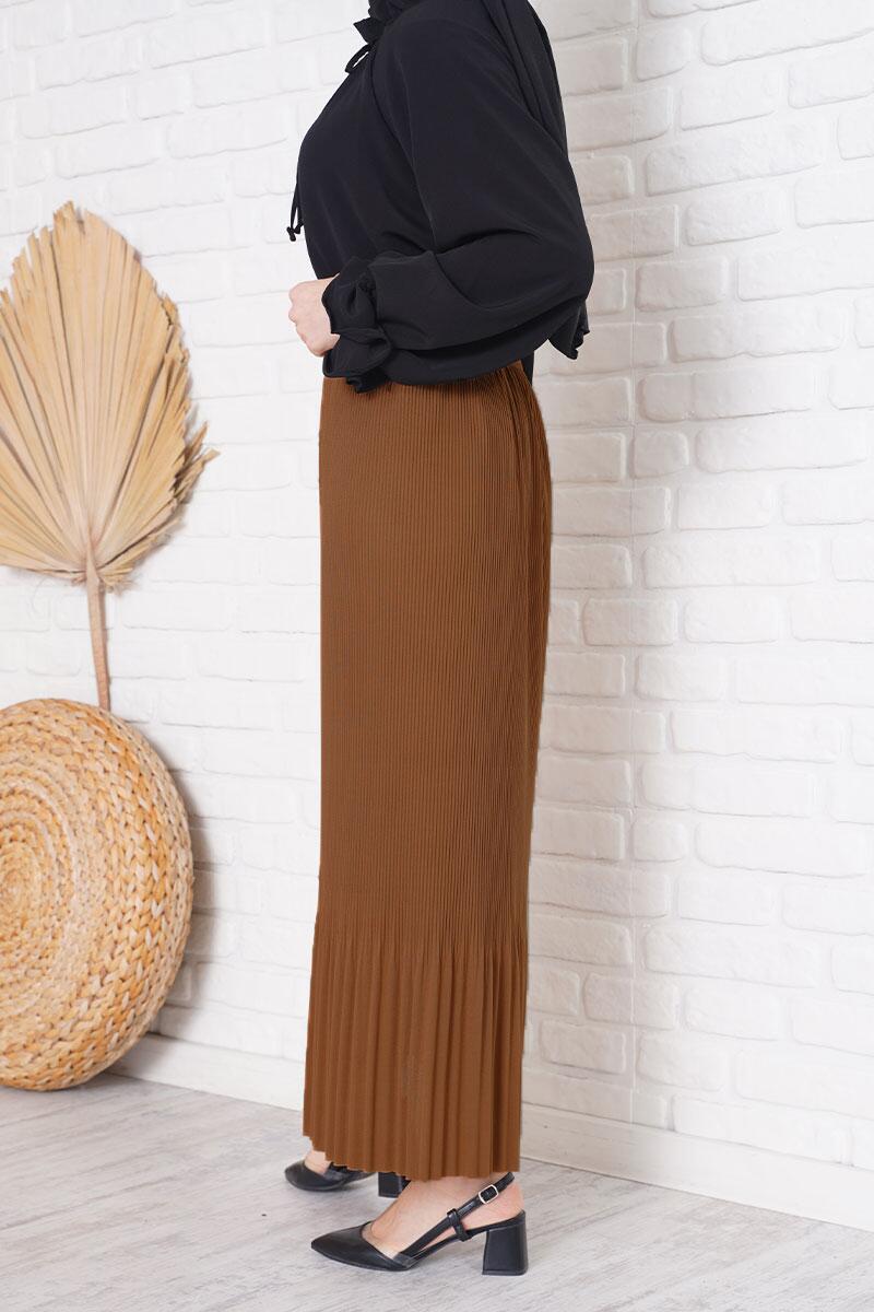 İnce Pliseli Taba Etek AY4960