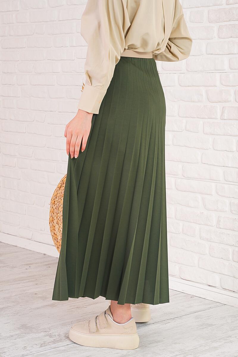 Pilise Detaylı Haki Etek AY4938