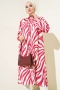 Zebra Desenli Uzun Gömlek Bordo AY5524