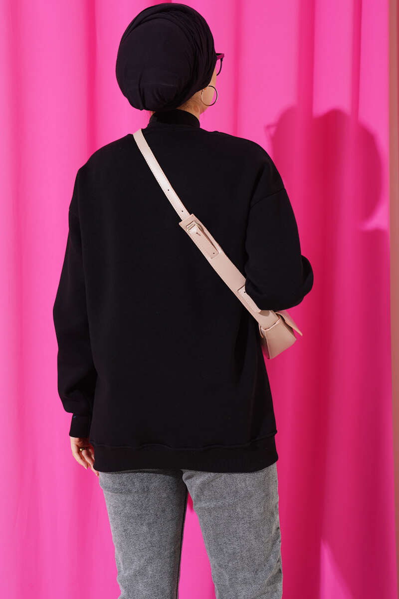 Üç İplik Basic Sweatshirt Siyah AY6368