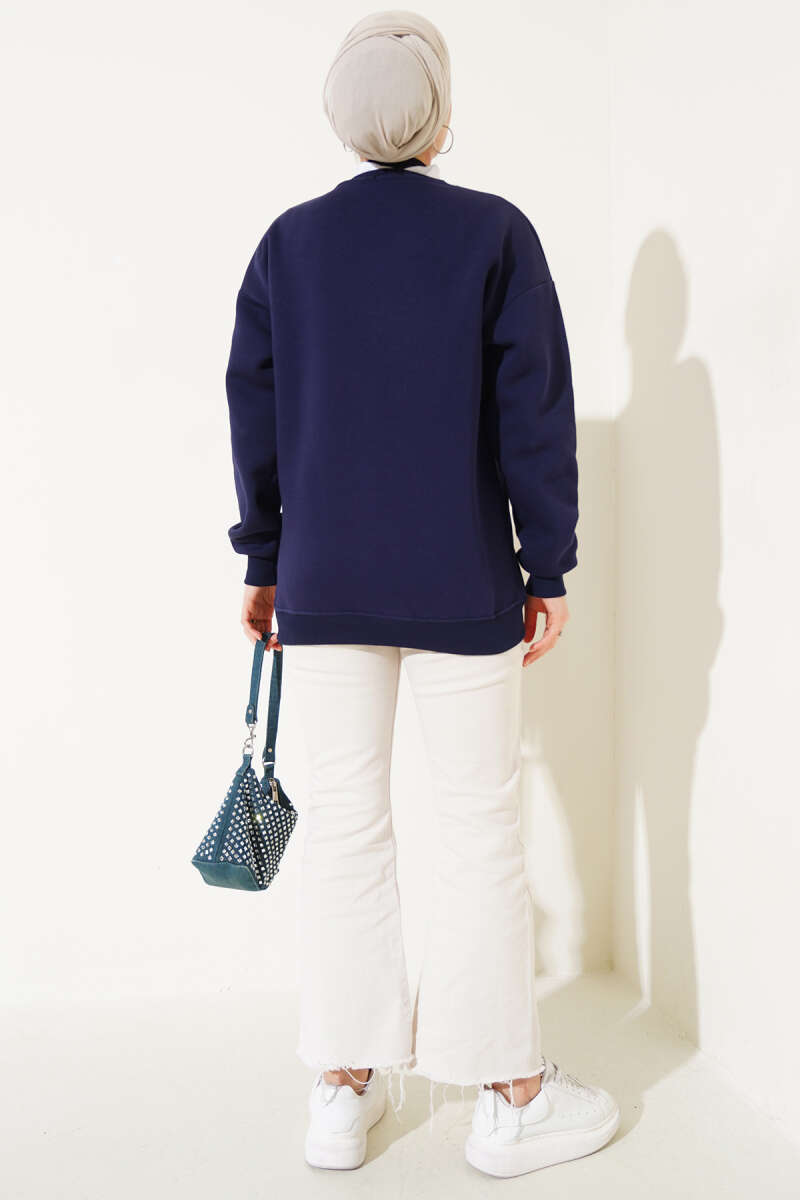 Üç İplik Basic Sweatshirt Lacivert AY6368