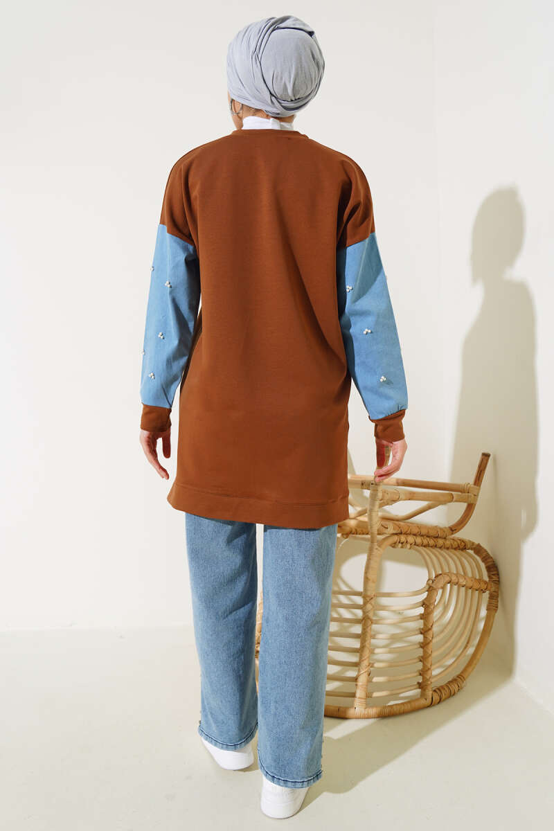 Kot Garnili İncili Tunik Taba AY7246