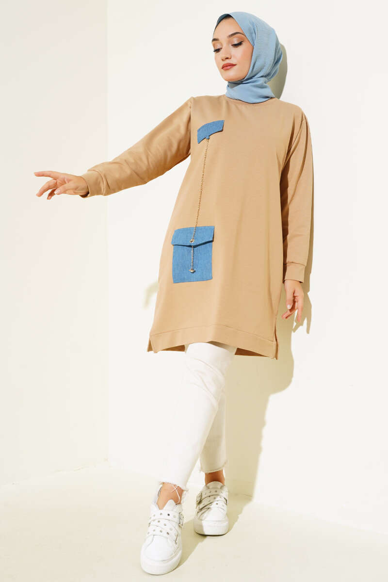 Zincir Sallantılı Tunik Camel AY7250