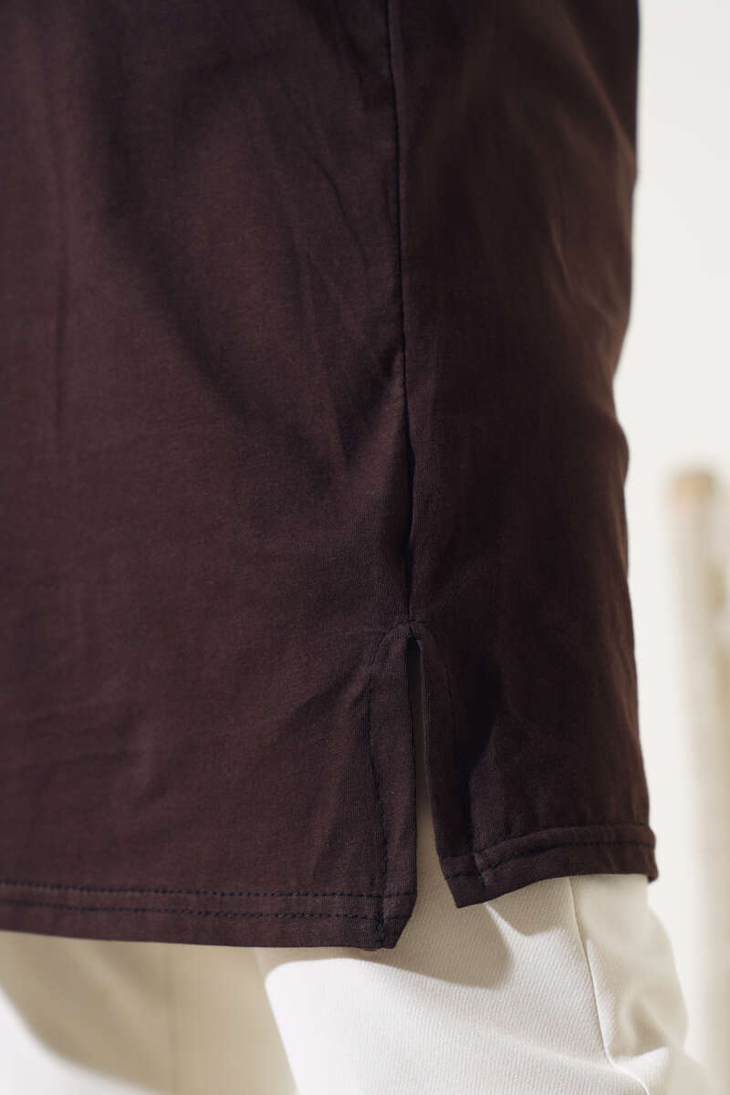 Uzun Kol Basic Tunik Acı Kahve AY7254
