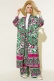 Etnik Desen Kimono İkili Takım Yeşil Fuşya AY7454