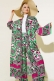 Etnik Desen Kimono İkili Takım Yeşil Fuşya AY7454