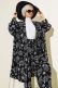 Etnik Desen Kimono İkili Takım Siyah Desenli AY7454