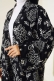 Etnik Desen Kimono İkili Takım Siyah Desenli AY7454