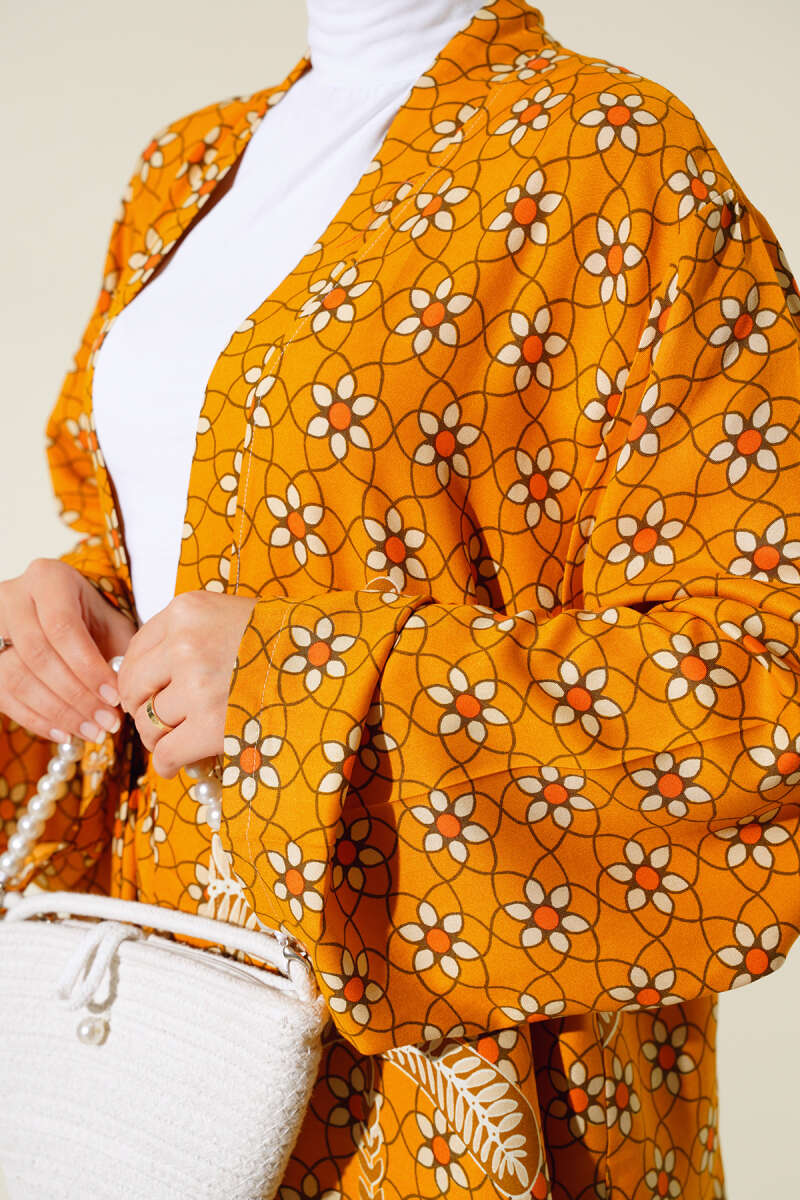 Etnik Desen Kimono İkili Takım Hardal AY7454