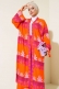 Etnik Desen Kimono İkili Takım Oranj Fuşya AY7454