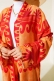Etnik Desen Kimono İkili Takım Oranj Kırmızı AY7454