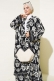Etnik Desen Kimono İkili Takım Siyah Ekru AY7454