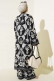 Etnik Desen Kimono İkili Takım Siyah Ekru AY7454