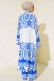 Etnik Desen Kimono İkili Takım Saks AY7454