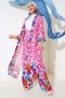 Kol Lastikli Salaş Kimono Takım Fuşya AY7454