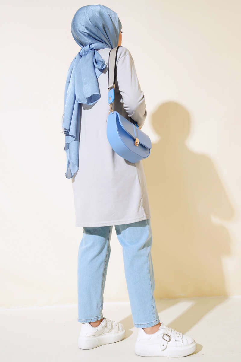 Uzun Kol Basic Tunik Kayrak Grisi AY7254