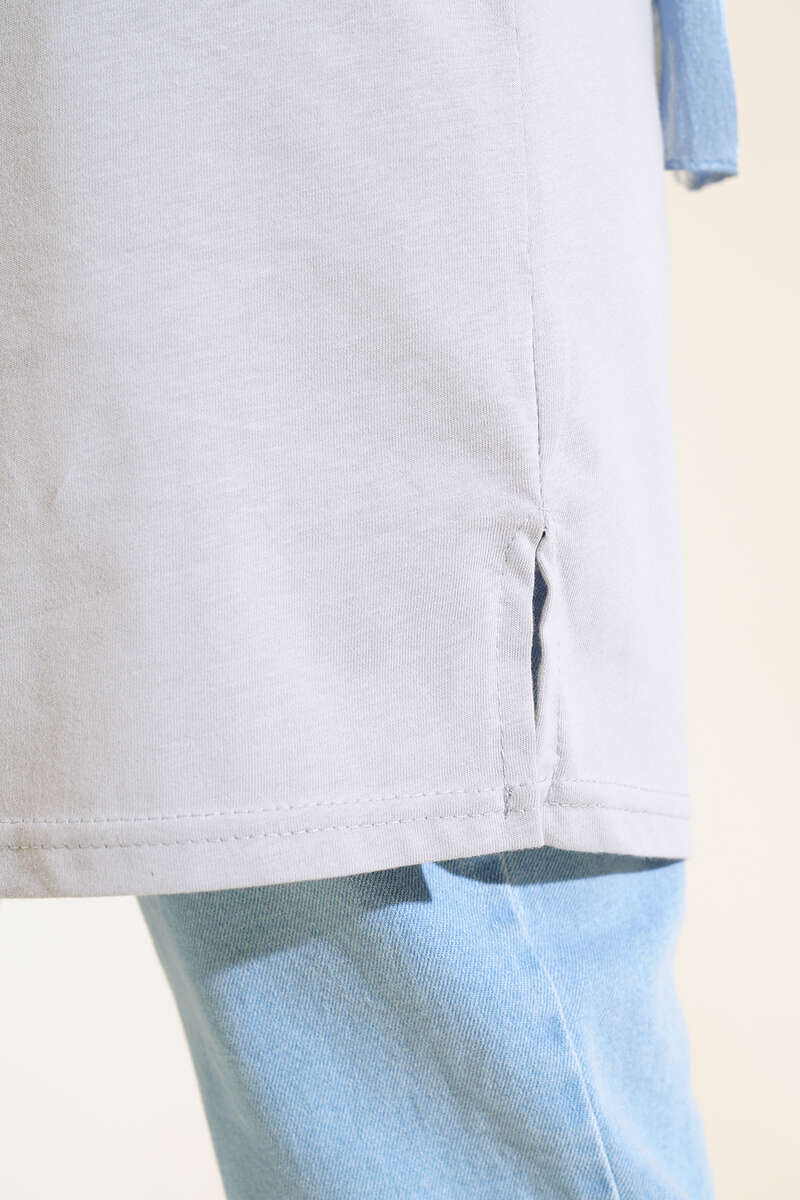 Uzun Kol Basic Tunik Kayrak Grisi AY7254