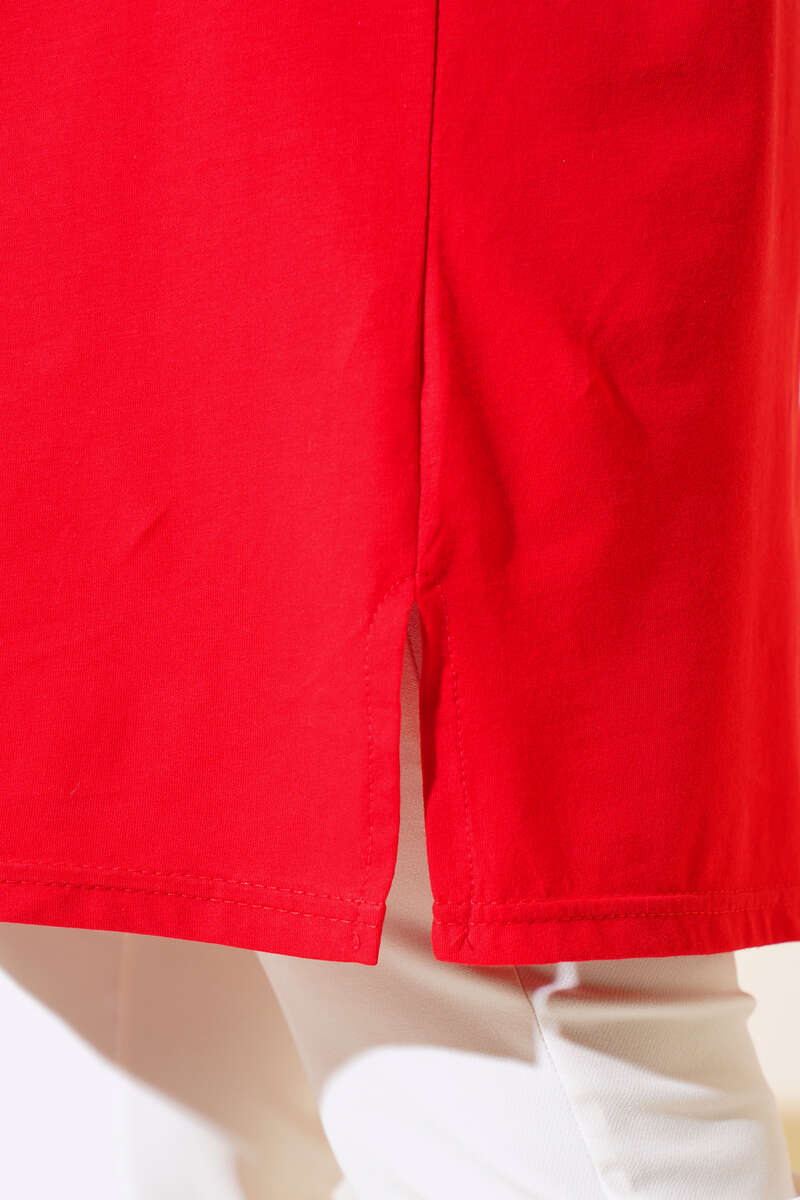 Uzun Kol Basic Tunik Kırmızı AY7254