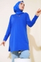 Uzun Kol Basic Tunik Saks AY7254