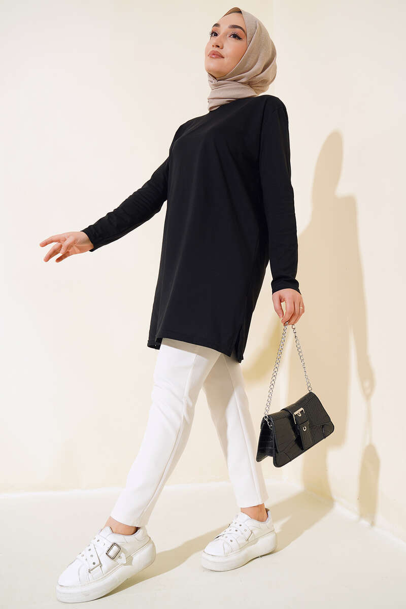 Uzun Kol Basic Tunik Siyah AY7254