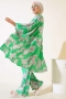 Desenli Salaş Kimono İkili Takım Yeşil AY7698