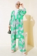 Desenli Salaş Kimono İkili Takım Yeşil AY7698