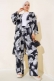 Desenli Salaş Kimono İkili Takım Siyah AY7698