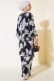 Desenli Salaş Kimono İkili Takım Siyah AY7698