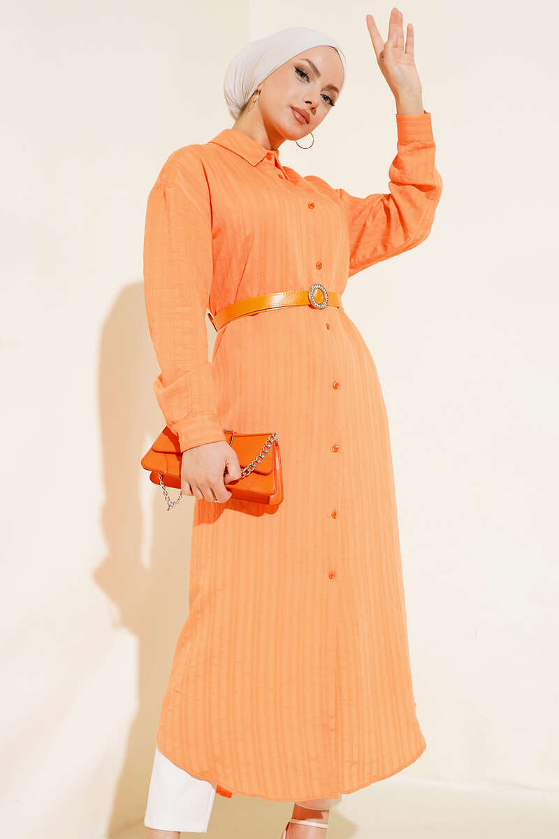 Kemerli Uzun Tunik Oranj AY7816