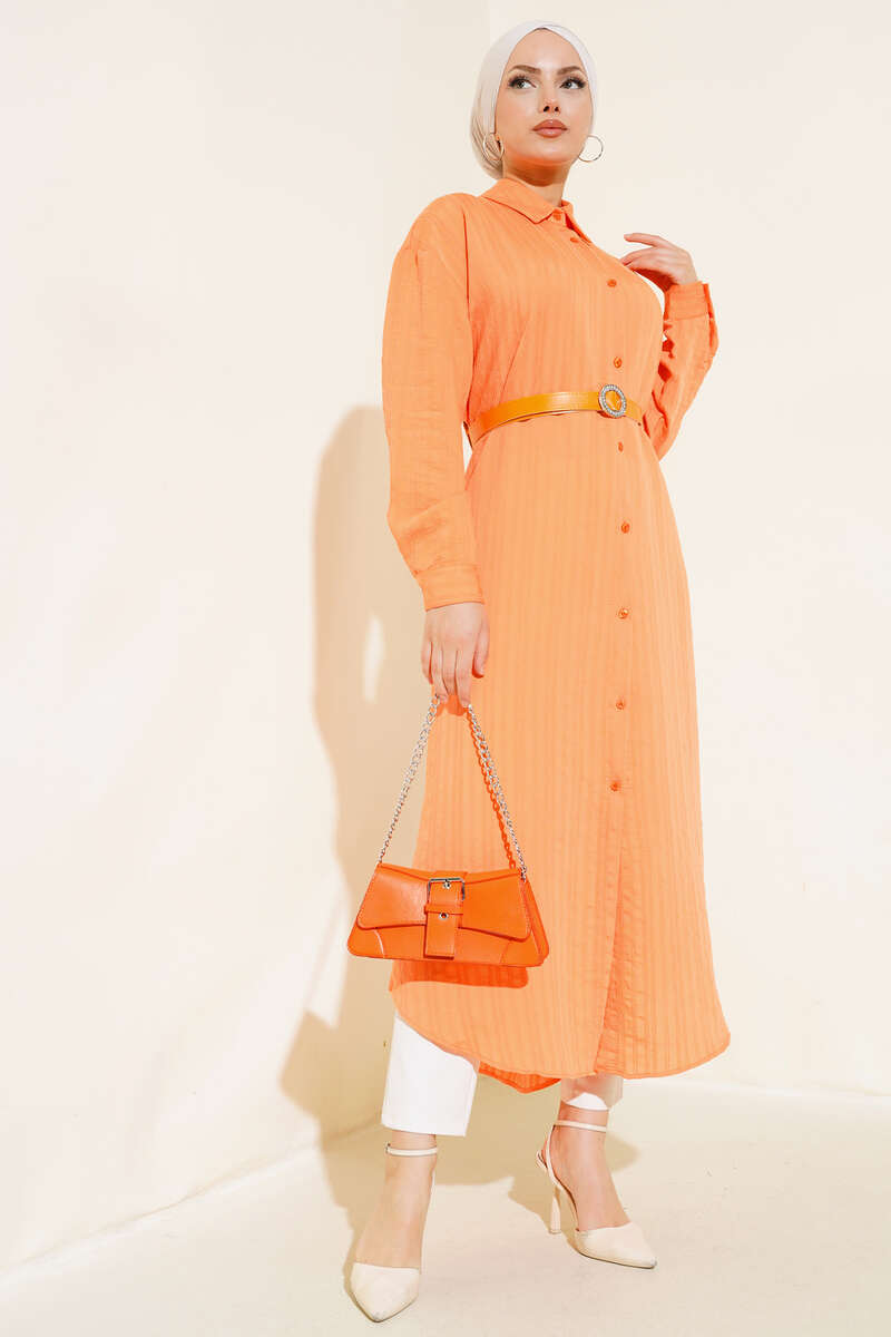 Kemerli Uzun Tunik Oranj AY7816