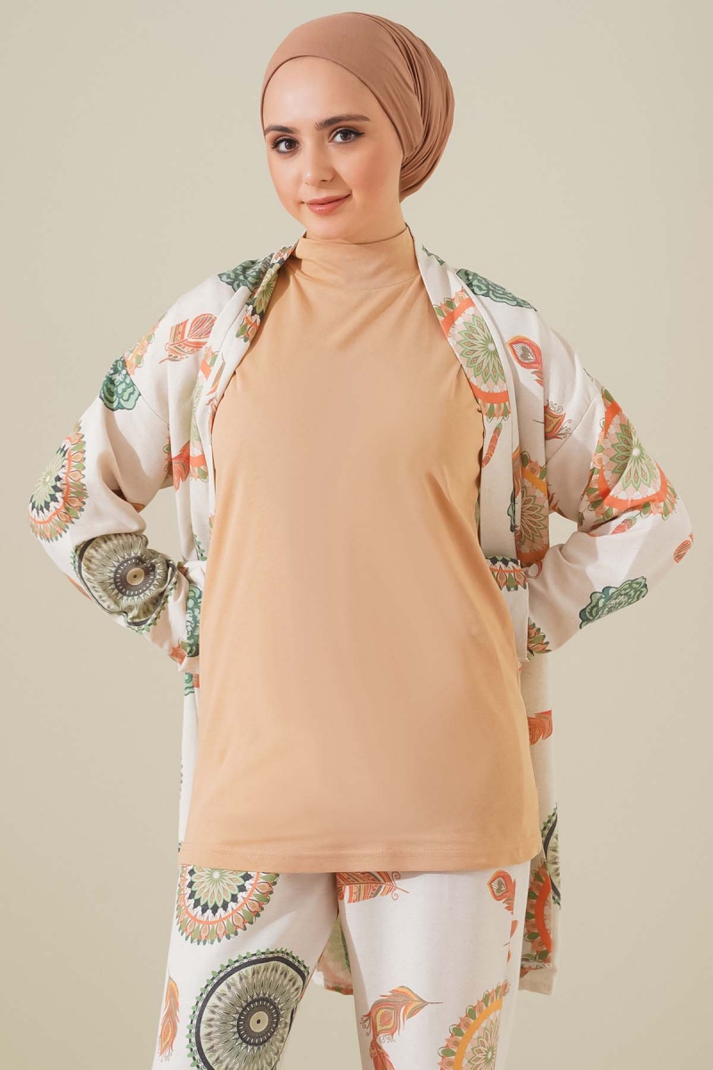 Balıkçı Yaka Kolsuz Camel Bluz AY8210