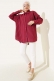 Çizgili Oversize Arkası Pileli Gömlek Bordo AY6074