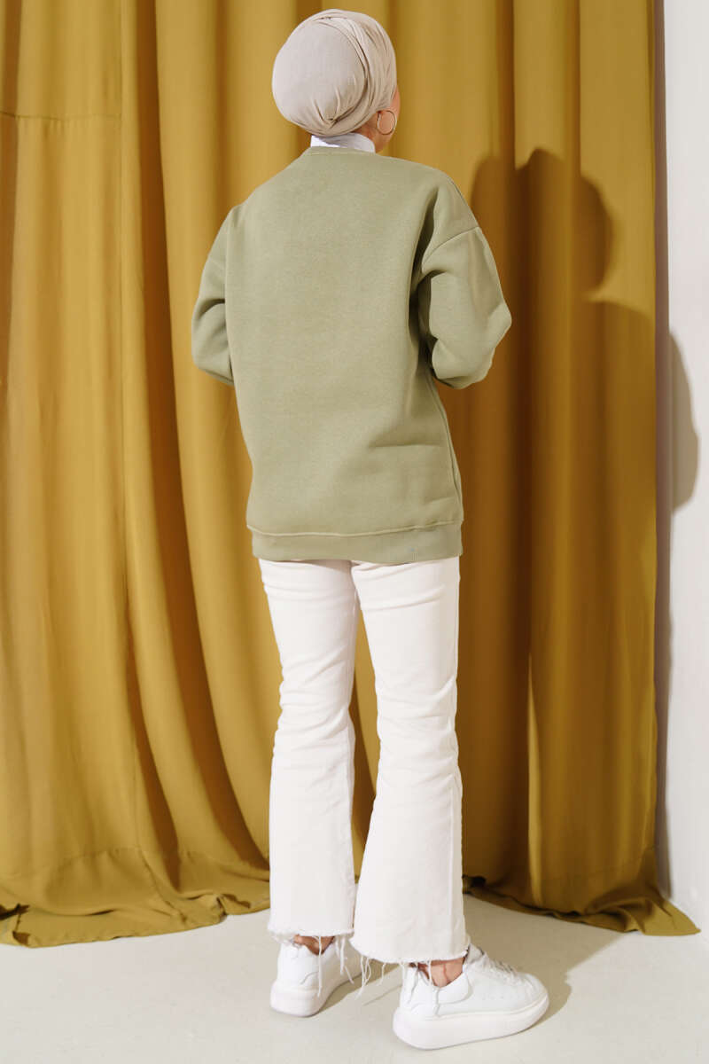 Üç İplik Basic Sweatshirt Çağla Yeşili AY6368