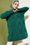 Yaprak Desen Triko Tunik Zümrüt AY8540