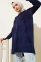 Yaprak Desen Triko Tunik Lacivert AY8540