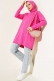 Yaprak Desen Triko Tunik Fuşya AY8540