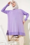 Kol Dama Desenli Triko Tunik Lila AY8564